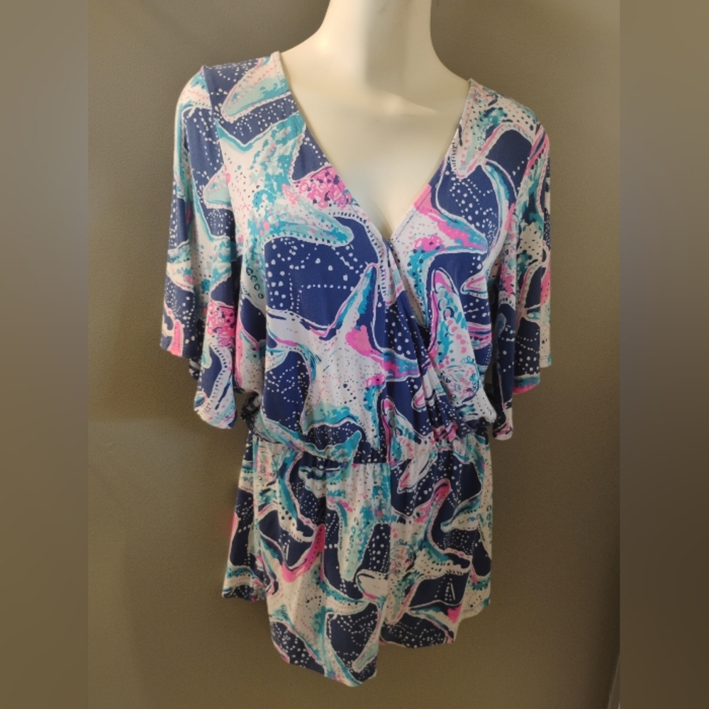 Lilly Pulitzer Madilyn Starfish Romper Size Small Women's * Missing Belt